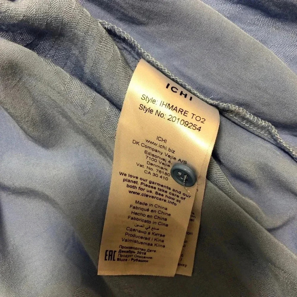 ICHI | Seashell Lightweight Flowy Soft Viscose Blue Sleeveless Blouse Tank Top - Picture 6 of 7